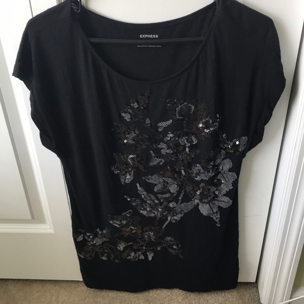 Express black sequin tunic
